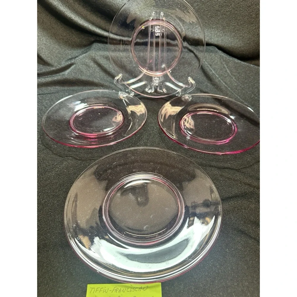 Tiffin Franciscan Wistaria Pink Luncheon 8 1/8 in Plates,‎ Set of Four Plates